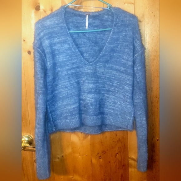 ✓XS }Free People{ *Serendipity* Oversized V-neck in Storm Combo ~Like NEW - Picture 2 of 8